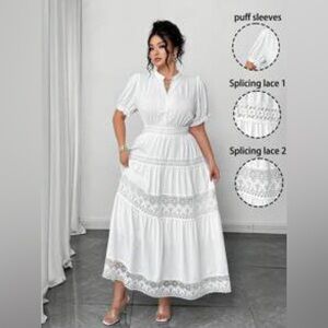 SHEIN White Lace Spliced Maxi Dress